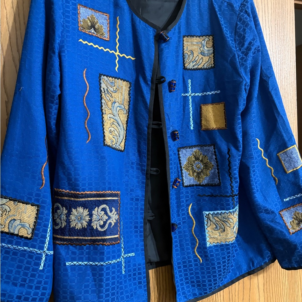 Embroidered Blue Blazer